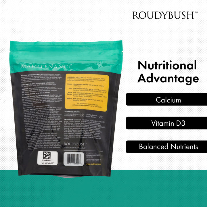 RoudyBush Daily Maintenance Bird Food, Crumble Pellets, 2.75 lb