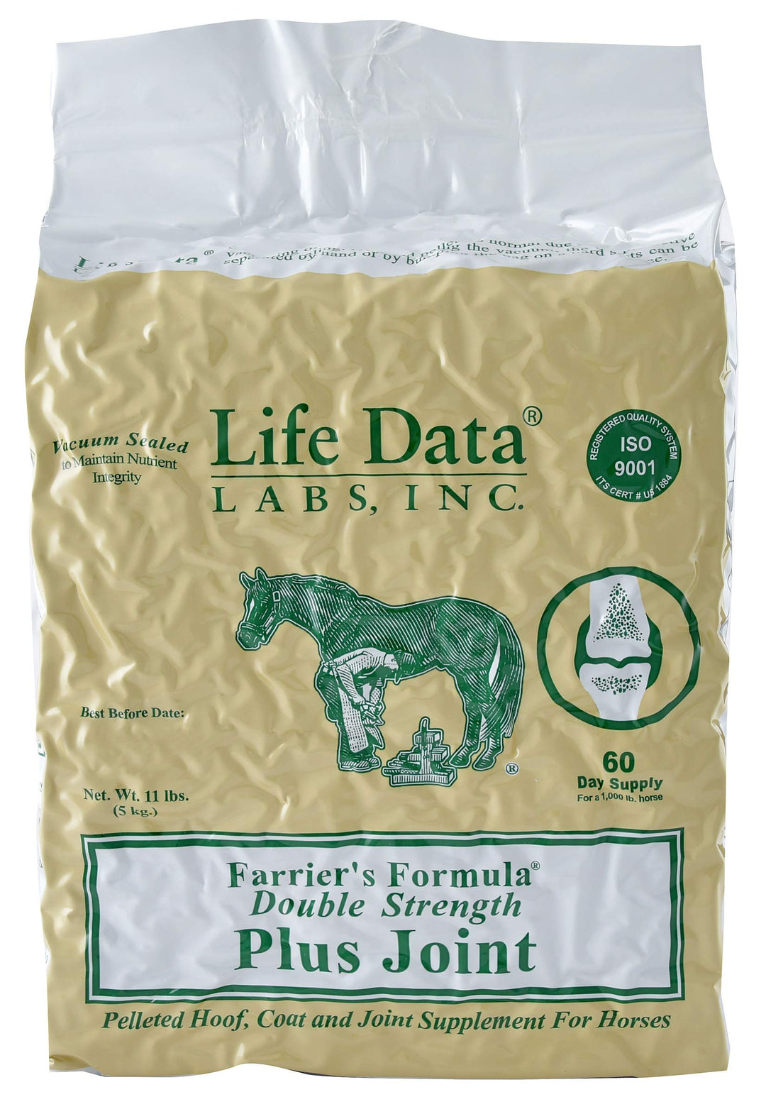 Farriers Formula Double Strength Plus Joint, 11 lbs; Pelleted Hoof, Coat and Joint Supplement for Horses