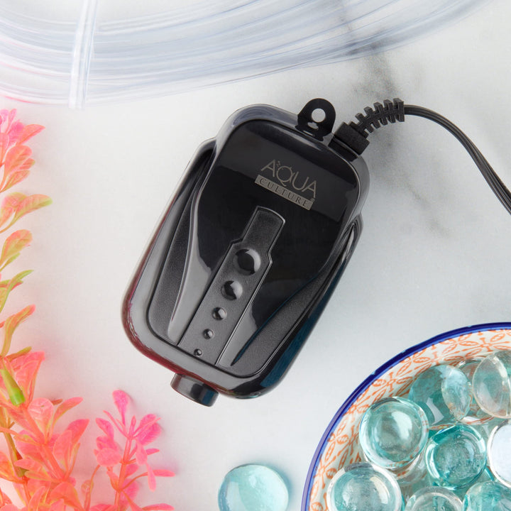 Aqua Culture 5 - 15 Gallon Single Outlet Aquarium Air Pump with Check Valve. Easy To Set Up. Air Output Up To 1200cc Per Minute. (For 5, 6, 7, 8, 9, 10, 11, 12, 13, 14, 15 Gallon Fish Tanks)