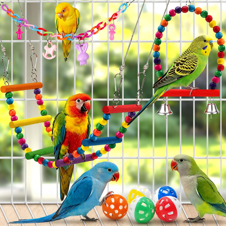 Bird Toys for Parakeets Parrots Conures Budgies with Swing Hammock Ladder