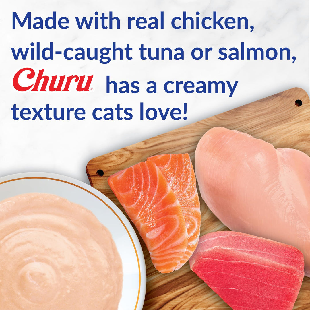 INABA Churu Cat Treats, Lickable, Squeezable Creamy Purée Cat Treat with Green Tea Extract &amp; Taurine, 0.5 Ounces Each Tube, 20 Tubes, Chicken Variety Box
