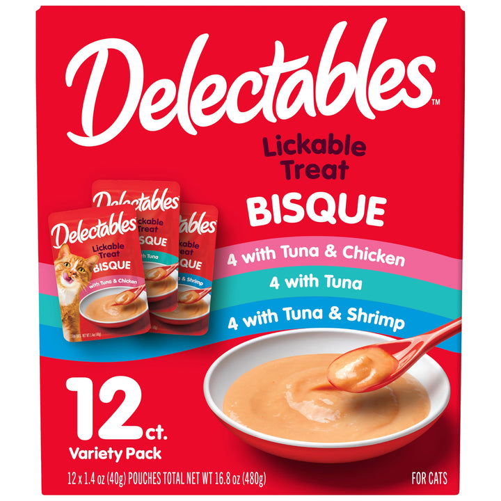 Delectables Bisque Lickable Wet Cat Treats - Chicken, Tuna &amp; Shrimp, 12 count