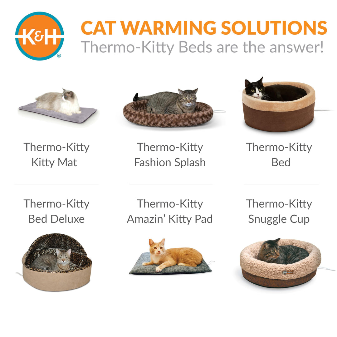 K&amp;H Self-Warming Cat Bed Pad, Self Heating Pad, Small 21 X 17 Gray/ Black