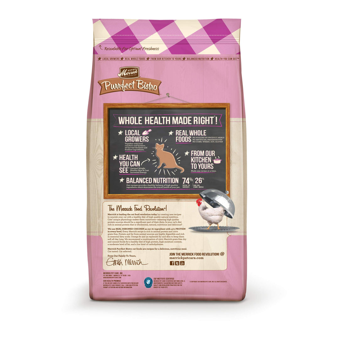 Merrick Purrfect Bistro Premium Grain Free Natural Dry Cat Food For Young Cats, Healthy Kitten Food Recipe - 7 lb. Bag