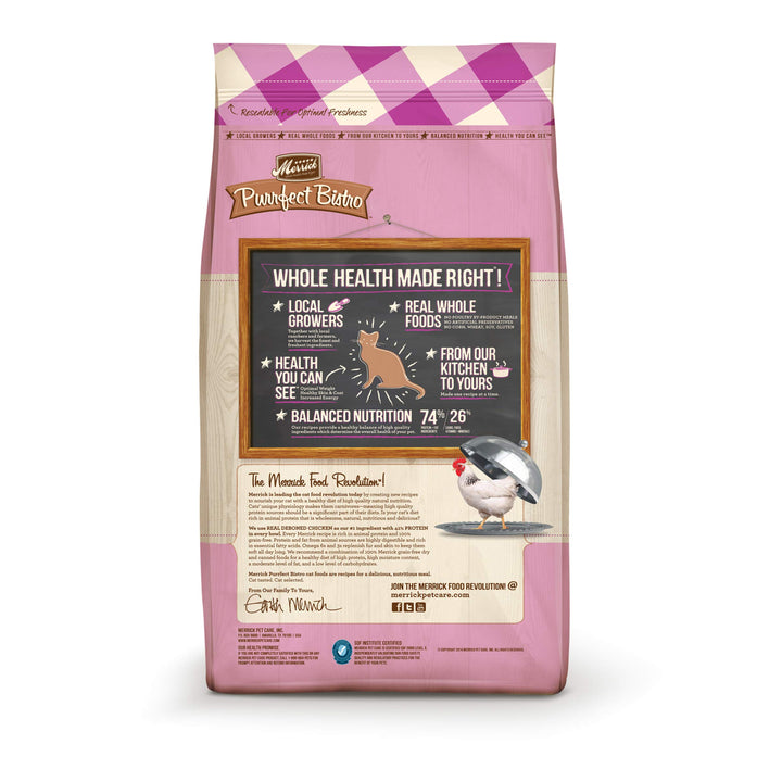 Merrick Purrfect Bistro Premium Grain Free Natural Dry Cat Food For Young Cats, Healthy Kitten Food Recipe - 7 lb. Bag