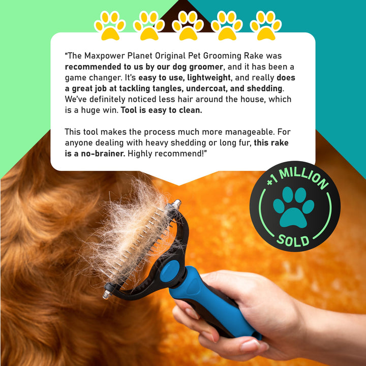 Maxpower Planet Dog Grooming Rake, Deshedding Undercoat Brush, Dogs &amp; Cats