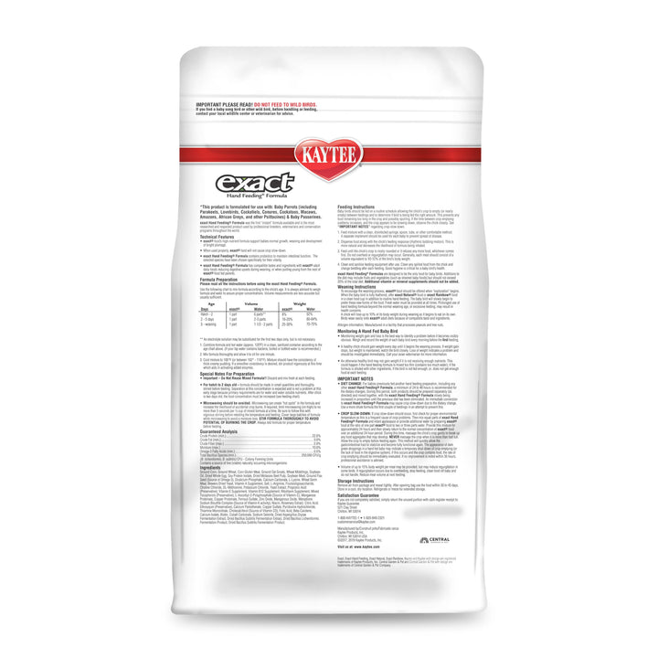 Kaytee Exact Hand Feeding Formula Baby Bird Food for Baby Birds, 5 Pounds