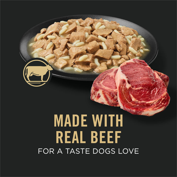 Purina Pro Plan Senior Wet Dog Food, 7 Plus, Beef &amp; Rice, (12) 13 oz