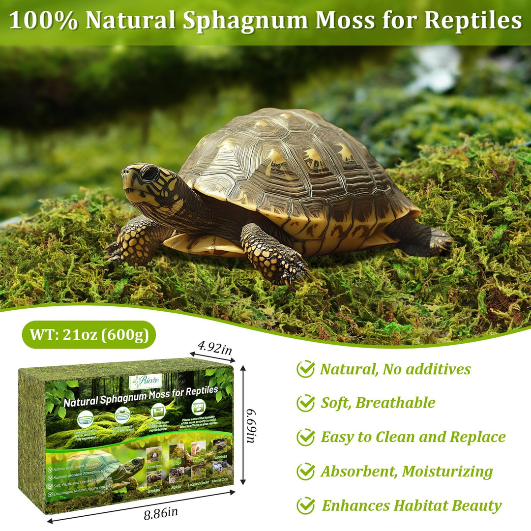 Riare 1.3LB Sphagnum Moss for Reptiles- 30QT Natural Reptile Moss Bedding
