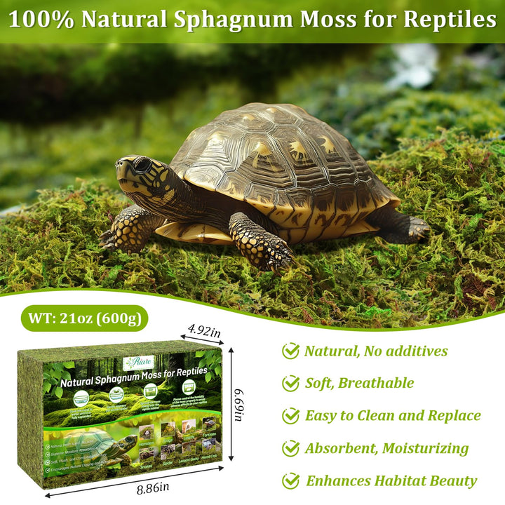 Riare 1.3LB Sphagnum Moss for Reptiles- 30QT Natural Reptile Moss Bedding