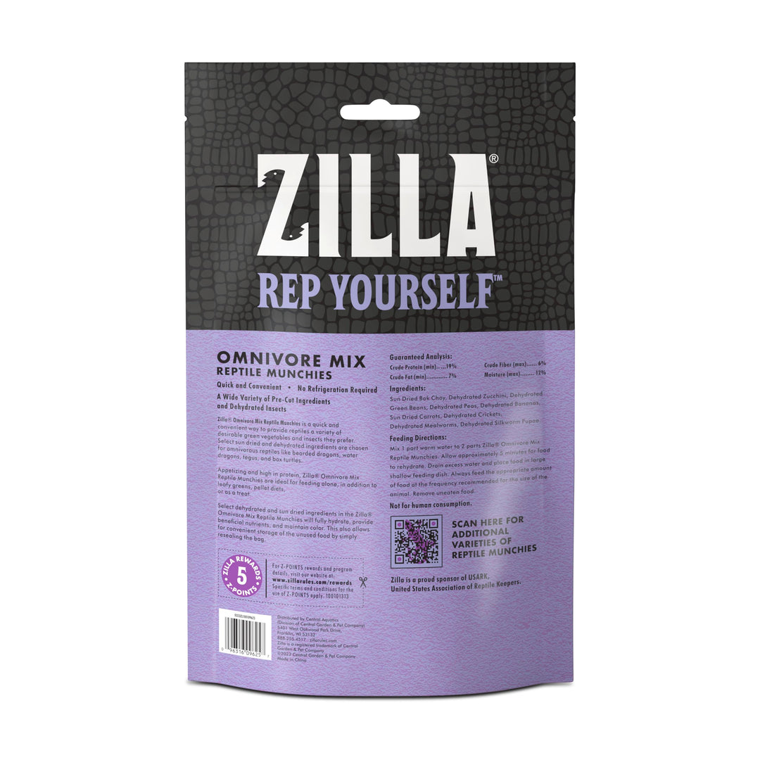 Zilla Reptile Munchies Omnivore Mix, Dehydrated Vegetables, 4 Oz