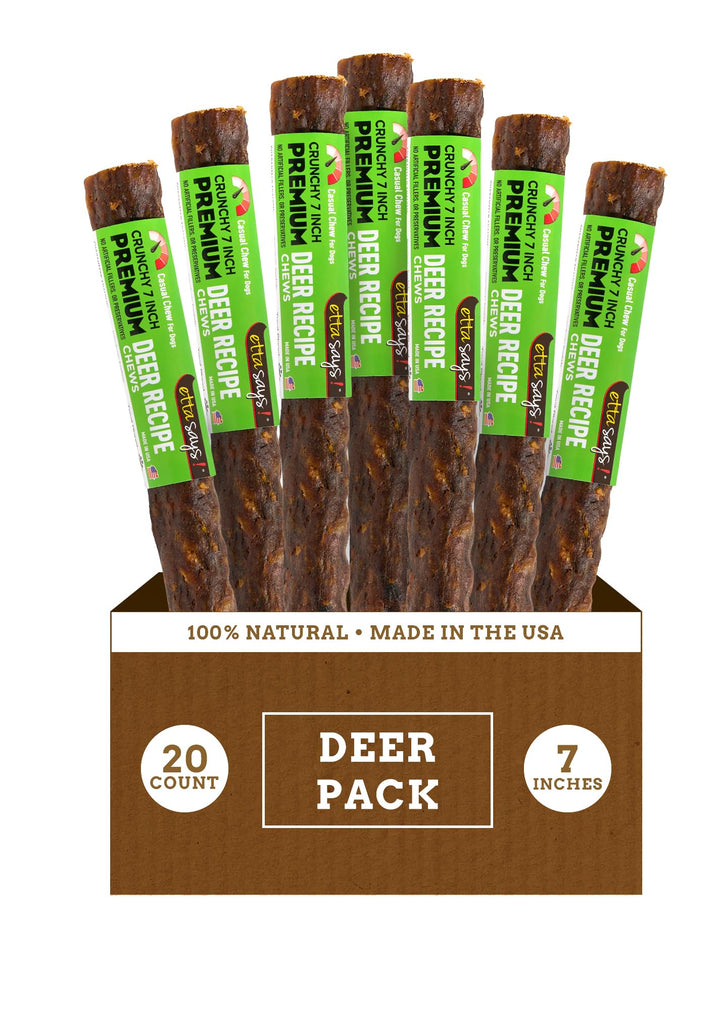 etta says! Premium Crunchy 7" Deer Dog Chews - Grain-Free Dog Treats, Good for Teeth, Easy to Digest - Made in The USA (20 Count Pack of 1)