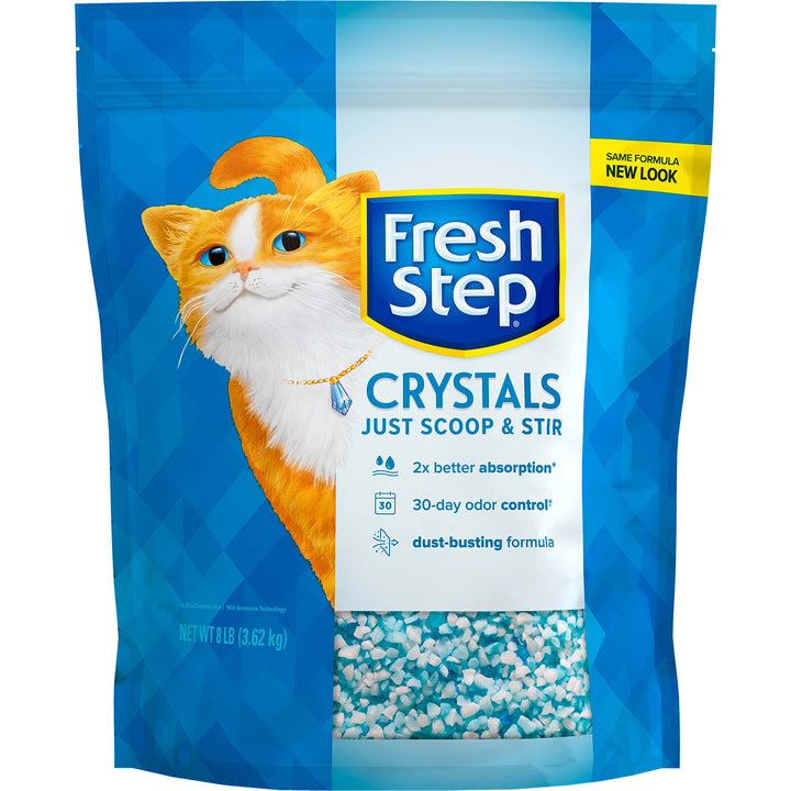 Fresh Step Crystal Cat Litter, Lightweight with Long-Lasting Odor Control, Low Dust, 8lbs.