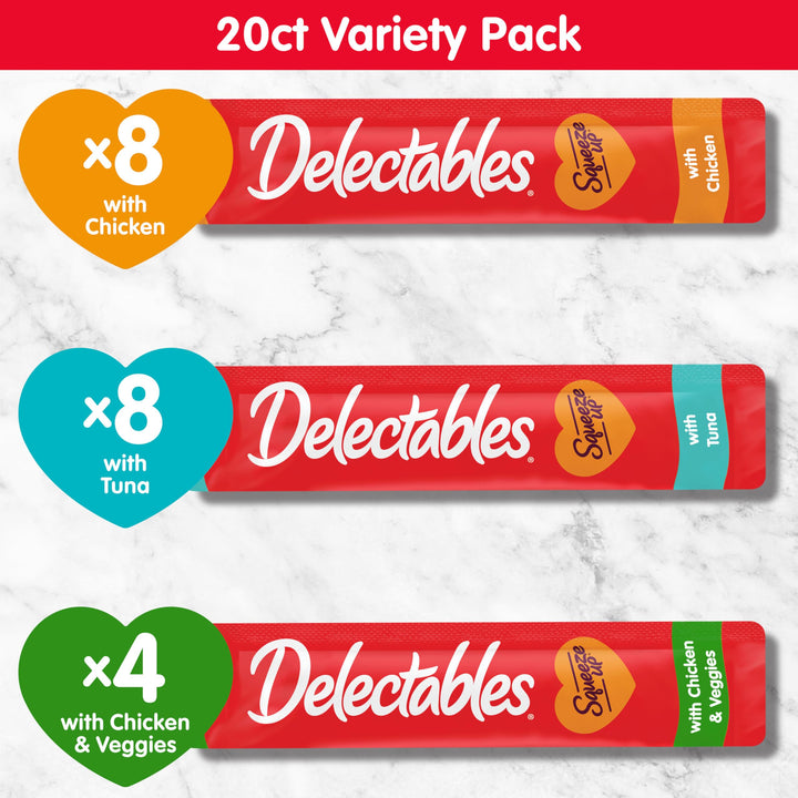 Delectables Squeeze Up Lickable Cat Treat Tube Variety Pack, 20 CT