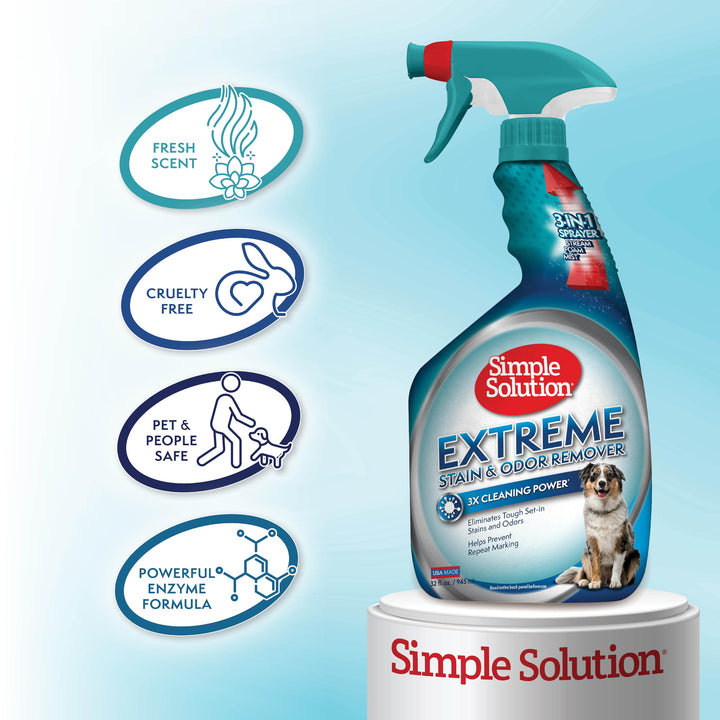 Simple Solution Extreme Stain &amp; Odor Remover, Enzyme Stain Cleaner, 32oz