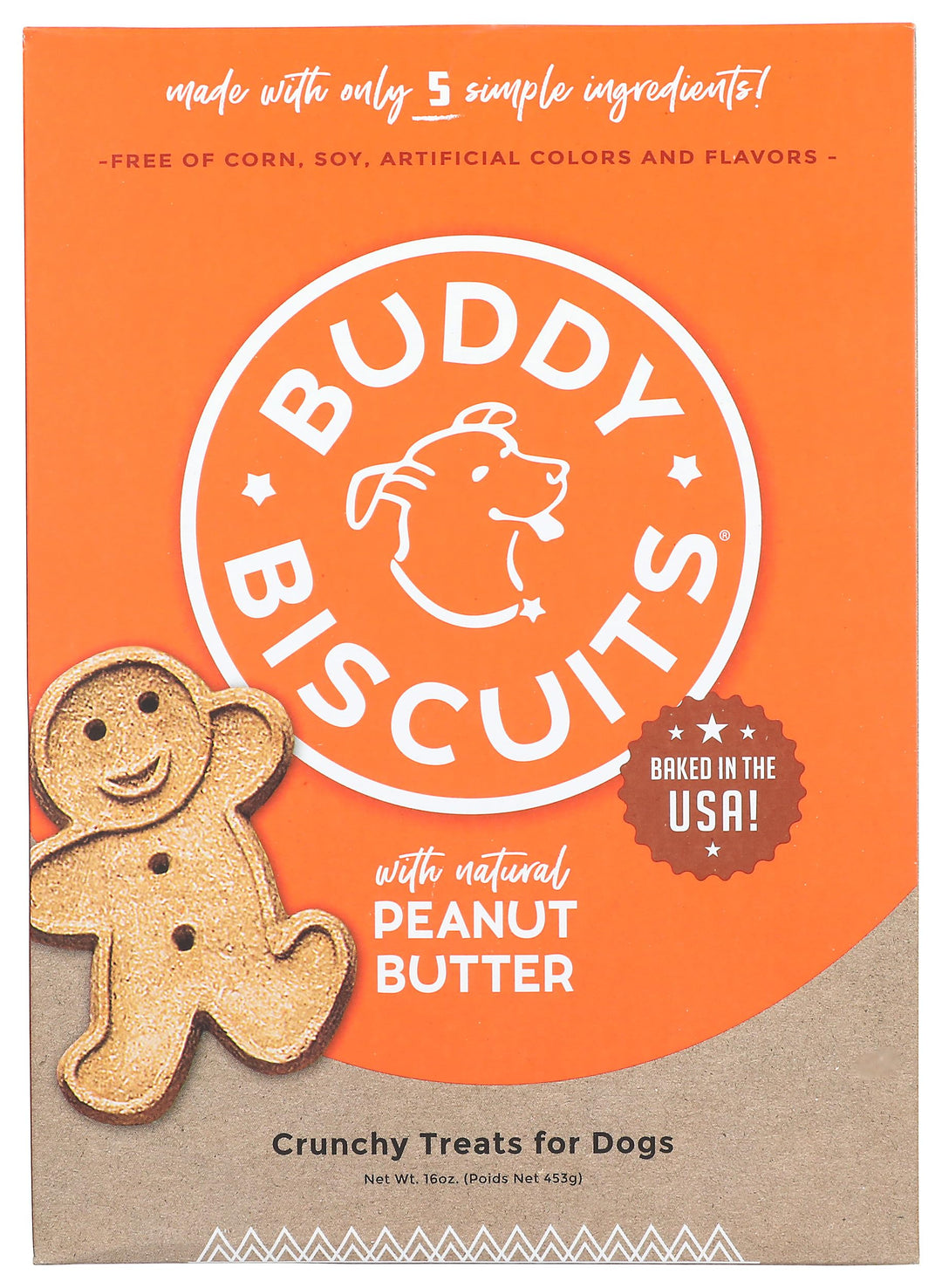 Buddy Biscuits Crunchy Dog Treats, Peanut Butter, 16 oz Box