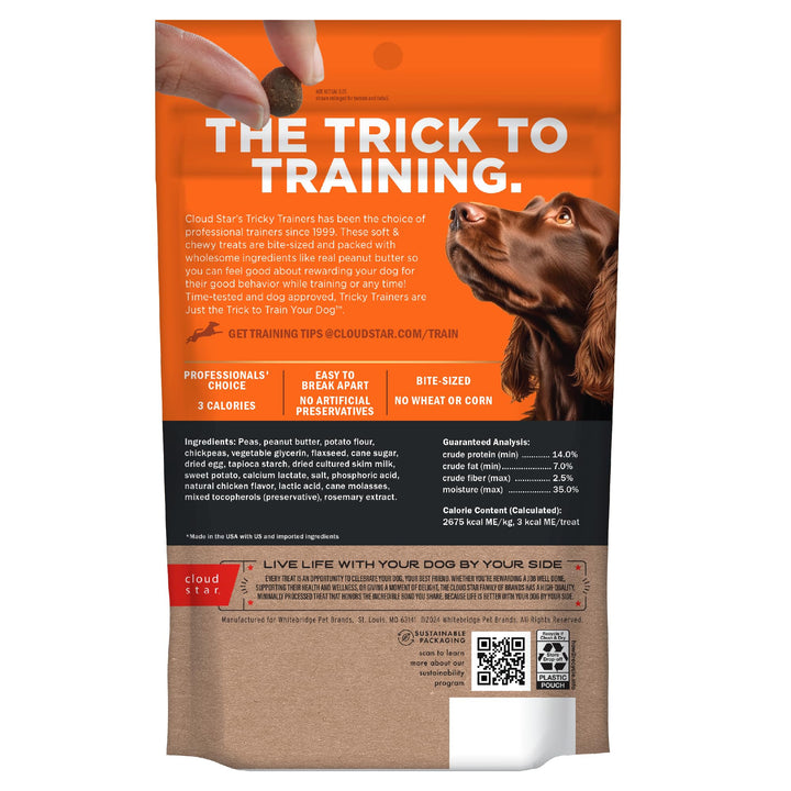 Cloud Star Tricky Trainers Soft &amp; Chewy Dog Treats, Peanut Butter, 5 oz Bag