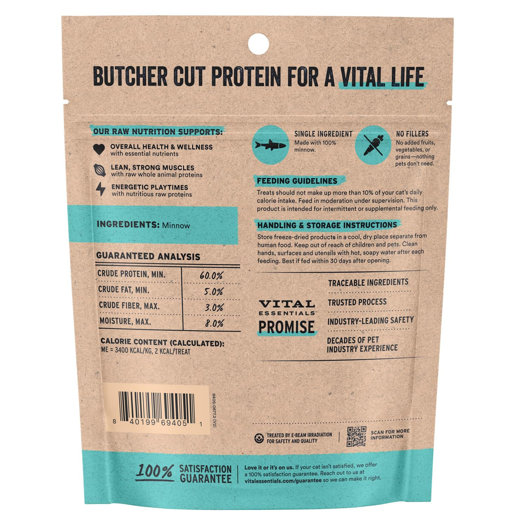 Vital Essentials Freeze Dried Minnows Cat Treats, 0.5 oz Bag