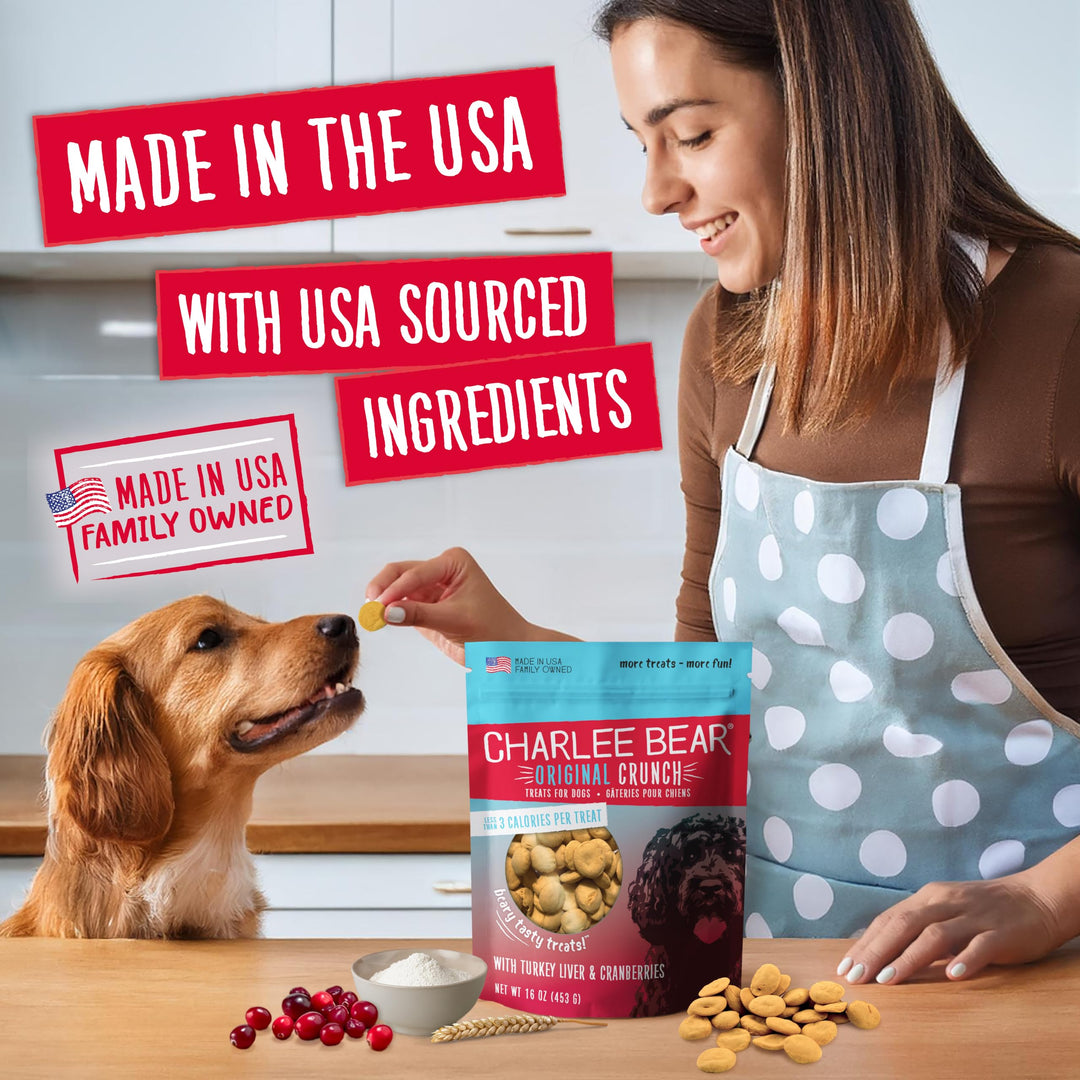 Charlee Bear Original Dog Training Treats, Turkey Liver &amp; Cranberry, 16 oz