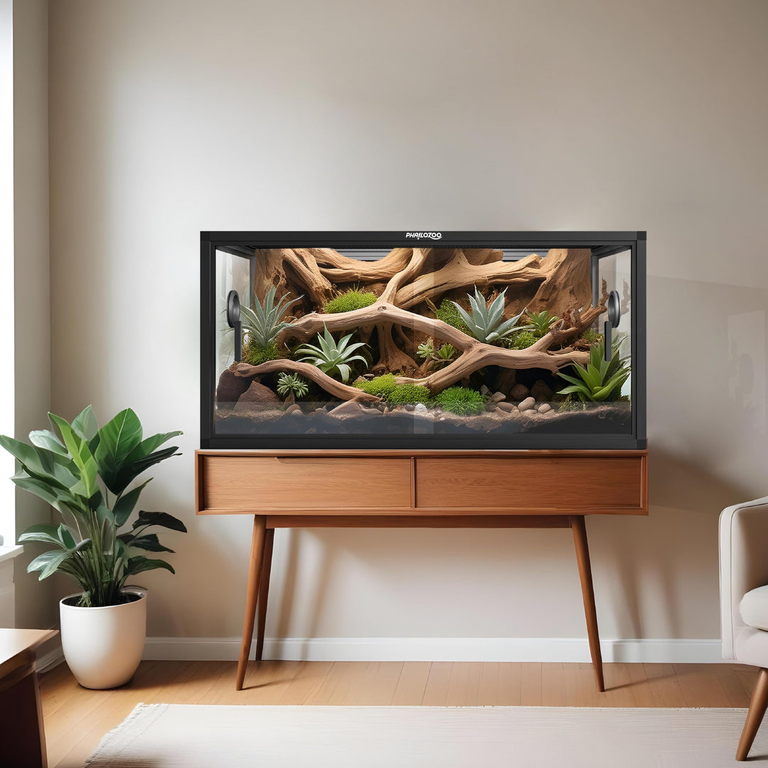 Phailozoo 50 Gallon Reptile Enclosure, Colorful Aluminum Frame Reptile Tank