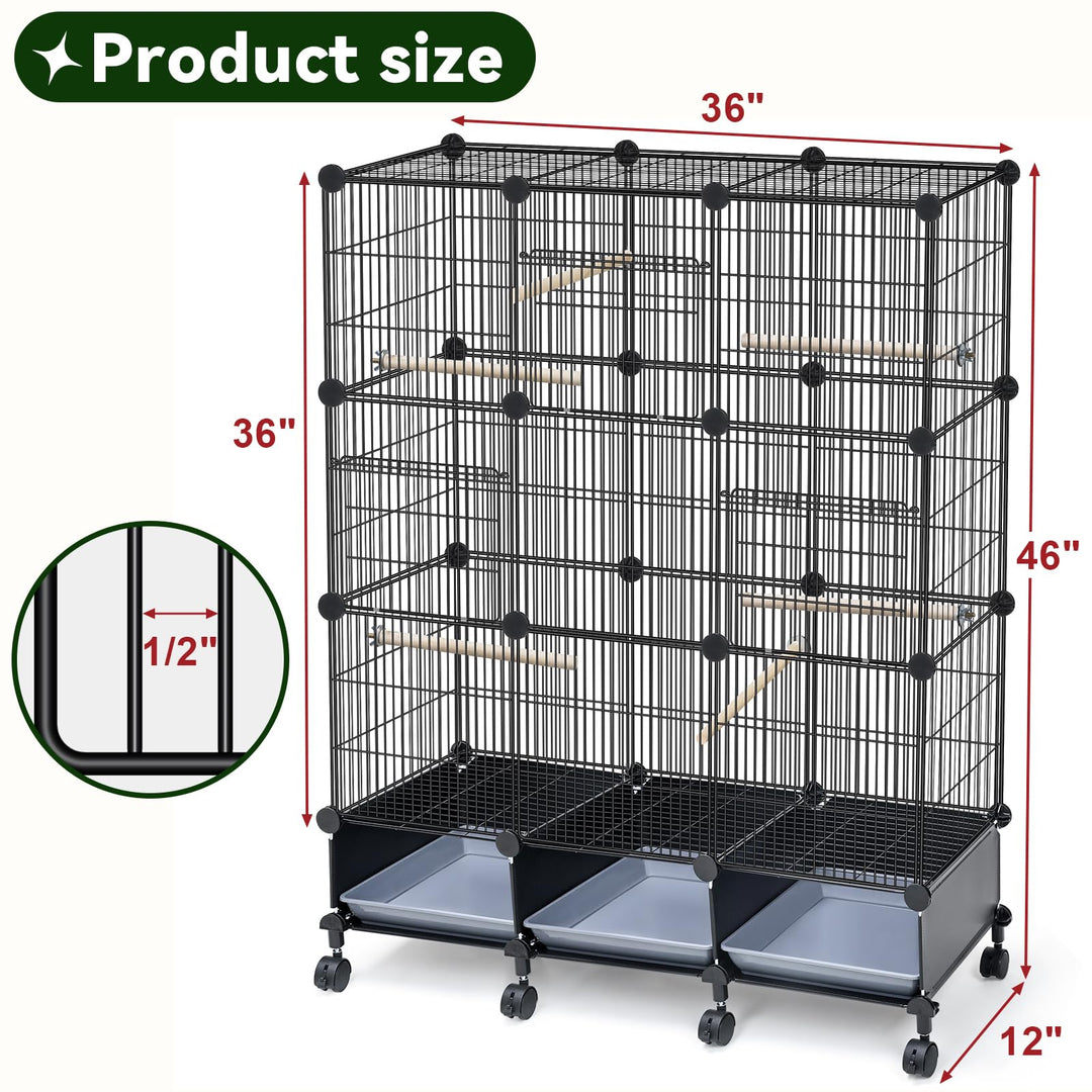 VISCOO Encrypted Metal Bird Cage (46" x 36" x 12") for Parrot Parakeets