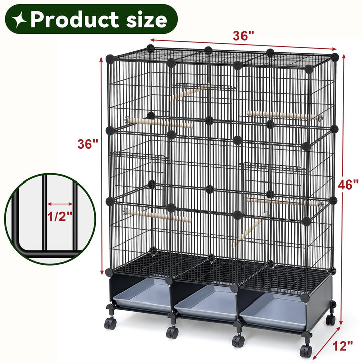 VISCOO Encrypted Metal Bird Cage (46" x 36" x 12") for Parrot Parakeets