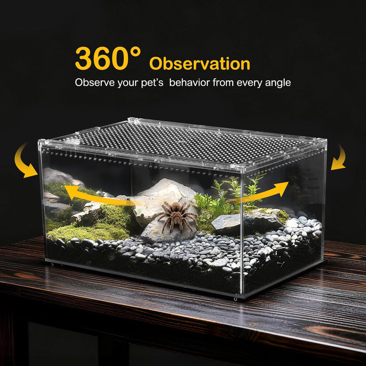 Clioran Reptile PC Tank,Escape Proof Magnetic Lid Tarantula Enclosure Large