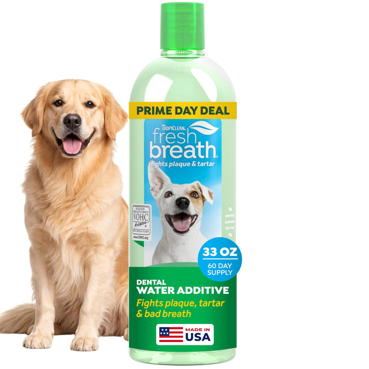 TropiClean Fresh Breath Dental Water Additive, Dog Breath Freshener, 33.8oz