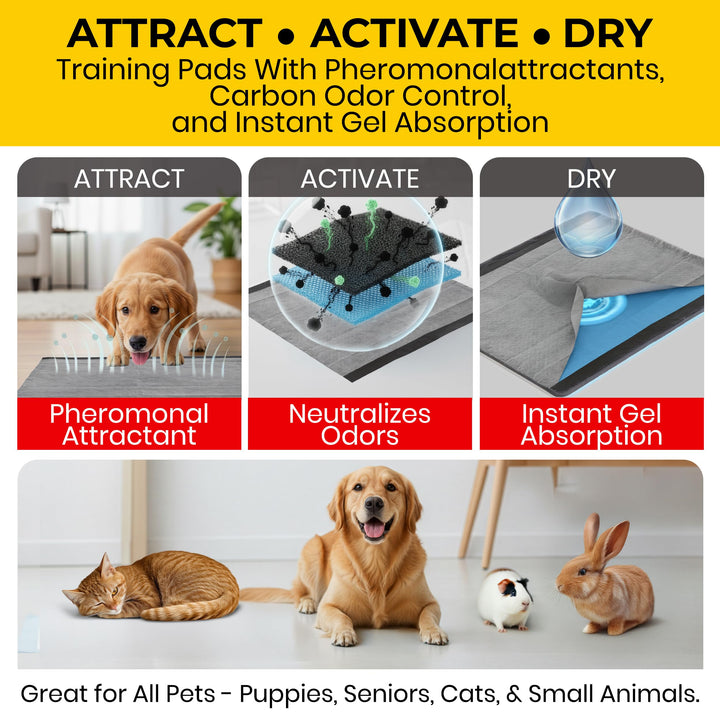 Glad for Pets, Puppy Pads - Activated Carbon, Dog Pee Pads, 100 Count