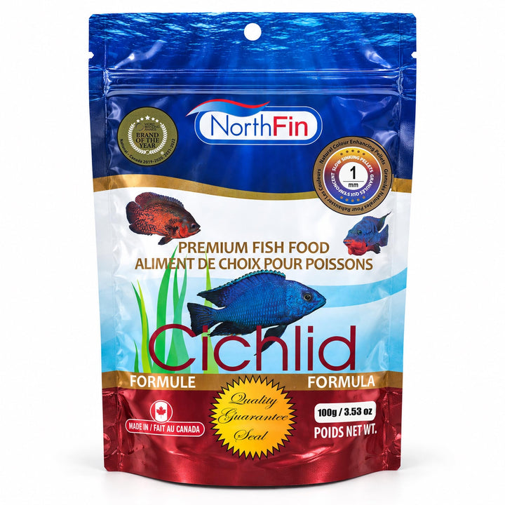 NorthFin Cichlid Fish Food, Slow-Sinking Pellets, 1mm, 100g