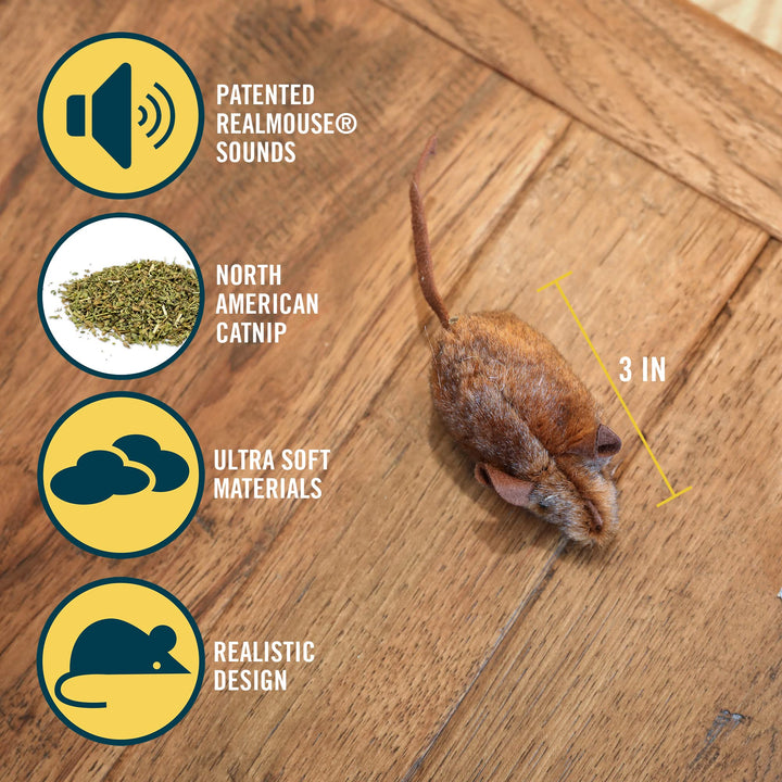 OurPets Play-N-Squeak Mouse Hunter Cat Toys with Catnip