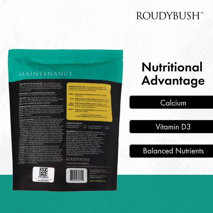 RoudyBush Daily Maintenance Bird Food, Small Pellets, 44 oz