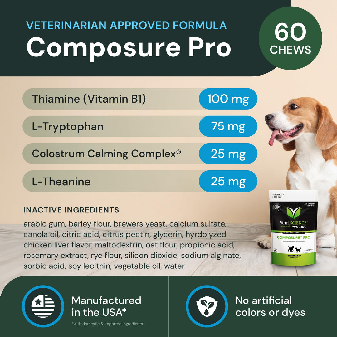 VetriScience Composure Pro + Composure Pro Advanced Bundle - Calming Support Supplement for Cats &amp; Dogs