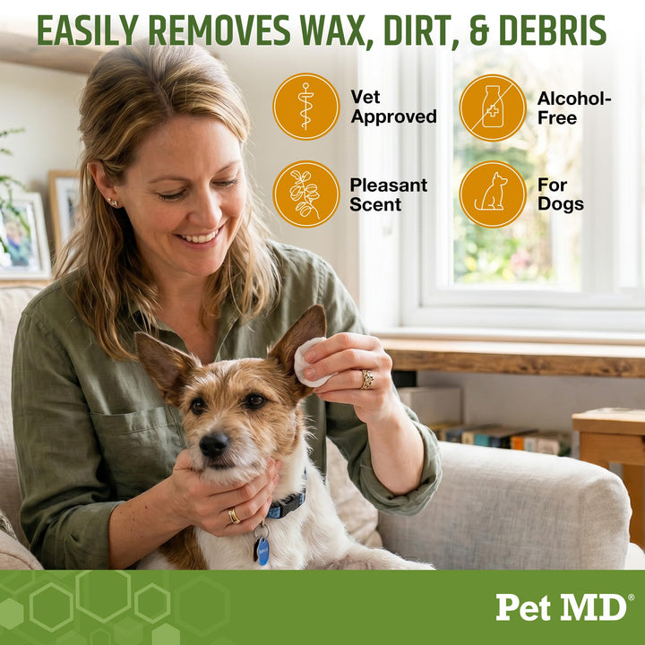 Pet MD Dog Ear Cleaning Wipes – Otic Cleanser for Dogs - 100 ct