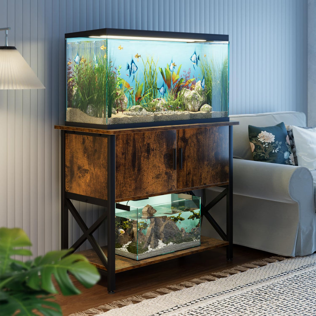 APPOLYN 40-50 Gal Aquarium Stand with Cabinet Storage, Vintage