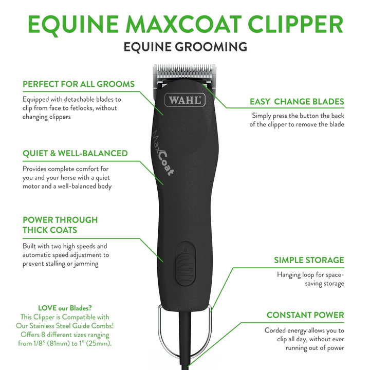 Wahl Pro Animal Equine MaxCoat Horse Clipper, Black