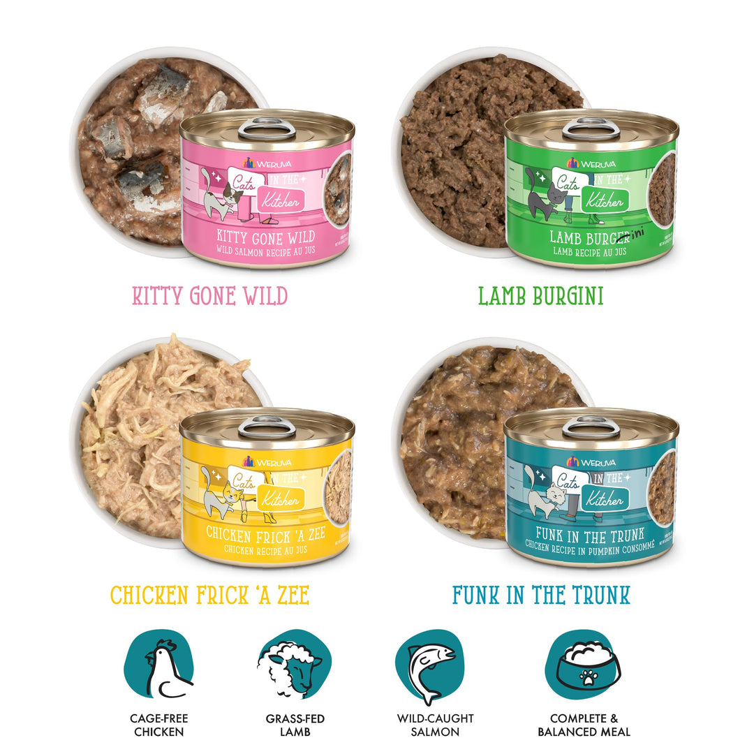 Weruva Cats in the Kitchen, Kitchen Cuties Variety Pack, Wet Cat Food, 6oz Cans (Pack of 24)