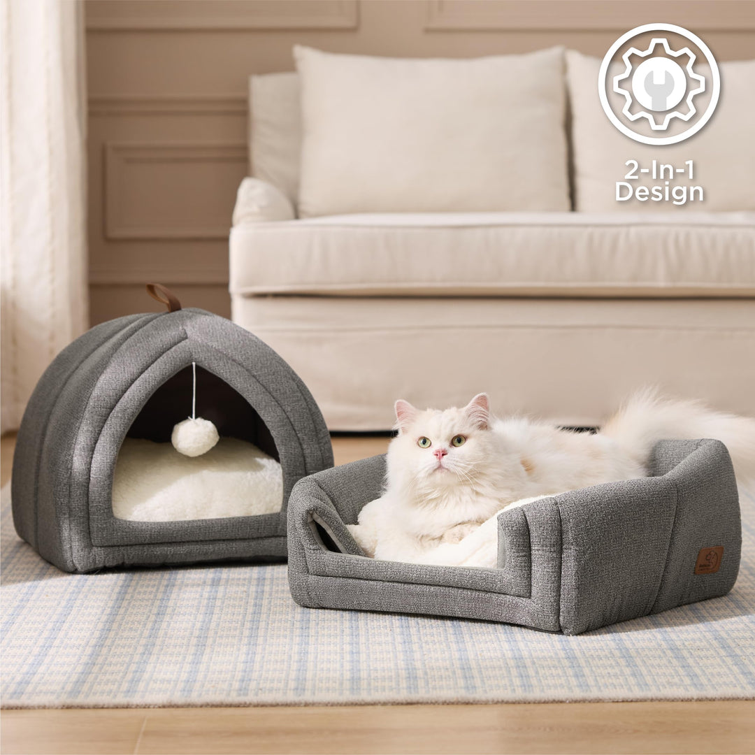Bedsure 2in1 Cat Beds for Indoor Cats Cave for Kitten with Washable Pillow