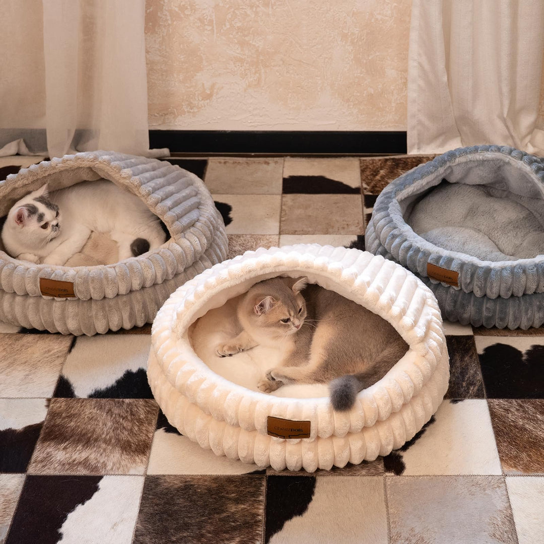 CHEERPALS Cat Cave Bed for Indoor Cats Covered Hooded Pet Bed with Cushion