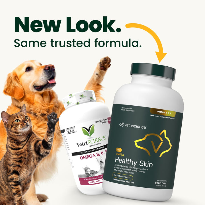 VetriScience Omega Healthy Skin Capsules for Dogs and Cats, 90 Count
