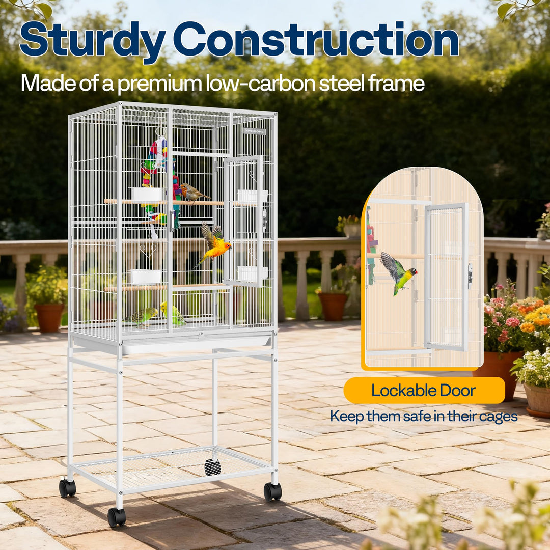VIVOHOME 54 Inch Wrought Iron Large Bird Cage with Rolling Stand