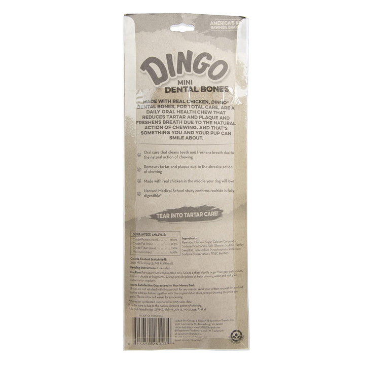 Dingo Mini Dental Bones Dog Treats with Real Chicken for Small Dogs, 7 Ct