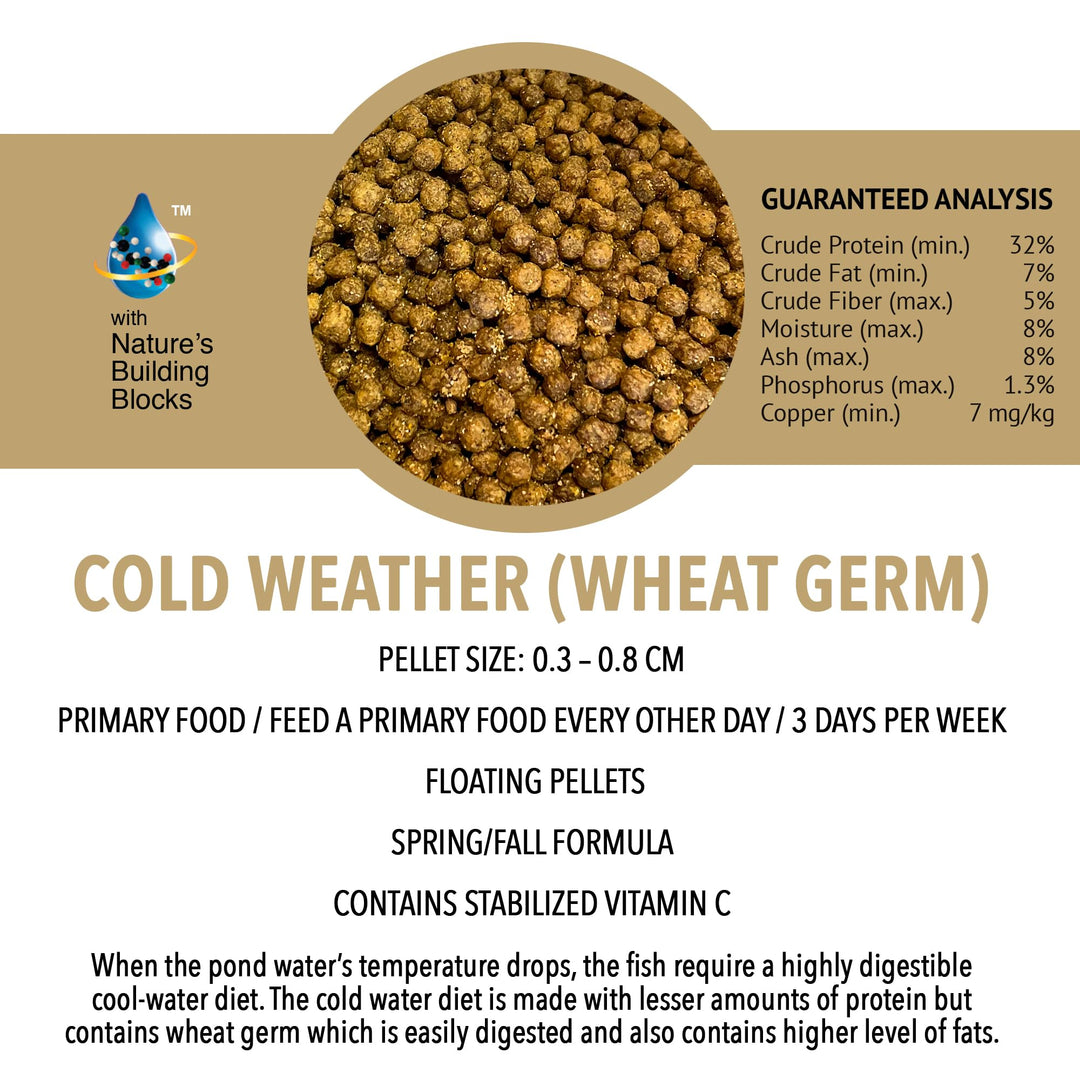 MICROBE-LIFT MLLWGSM Cold Weather Floating Fish Food Pellets with Wheat Germ for Ponds, Water Gardens, and Fountains, for Live Goldfish and Koi, 12 Ounces