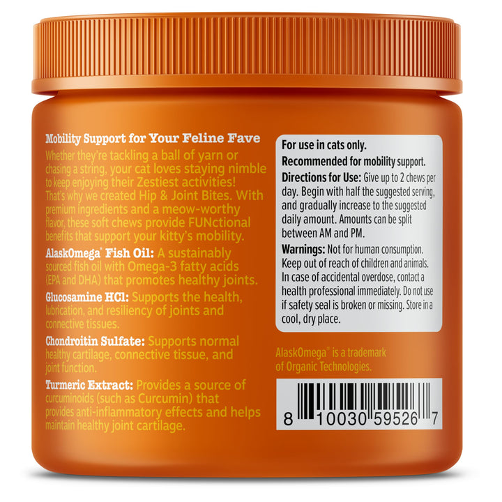 Zesty Paws Cat Joint Supplement - Glucosamine for Cats, Chicken, 60 Ct