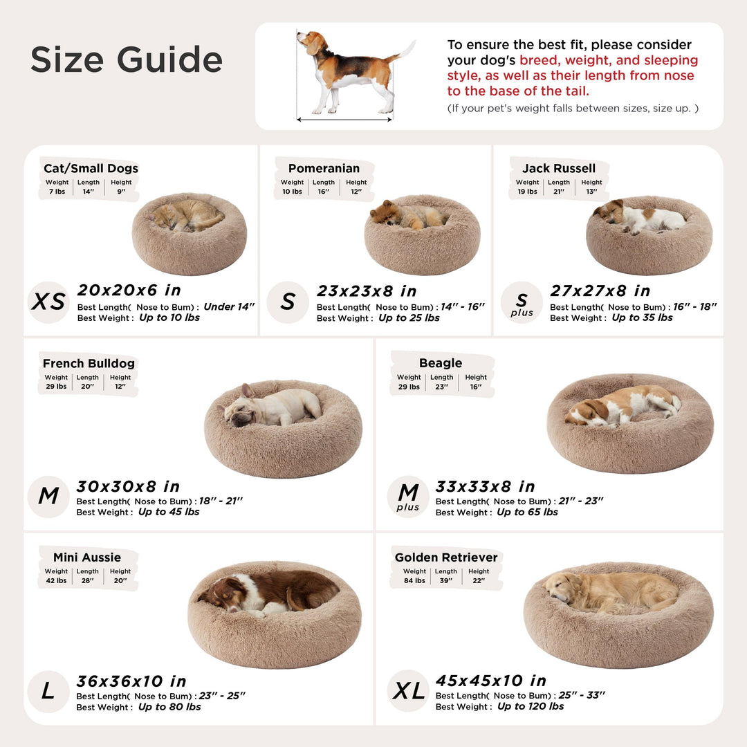 Bedsure Calming Dog Bed Medium Size Dog Donut Washable Pet Bed,30ins