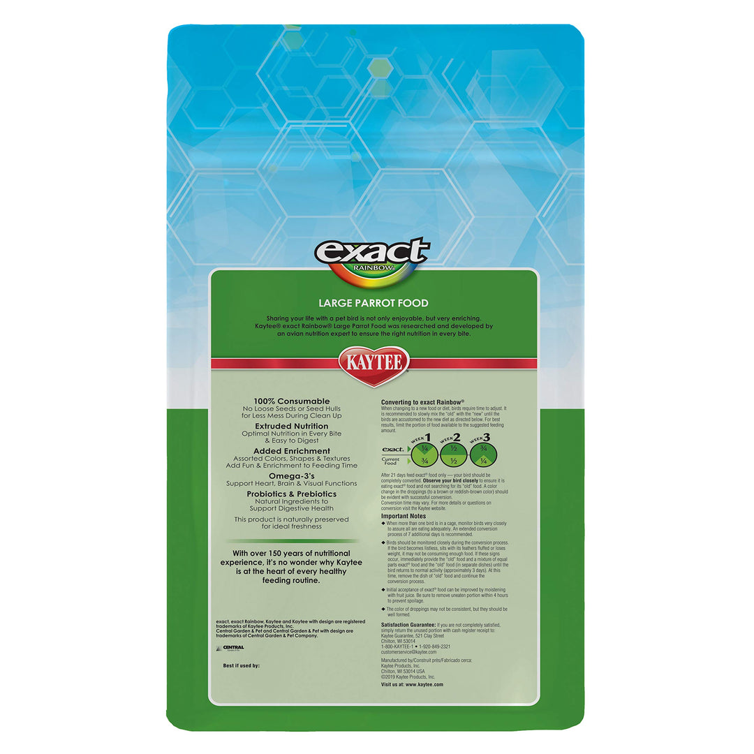 Kaytee Exact Rainbow Premium Parrot Food for Large Birds, 4 Pounds