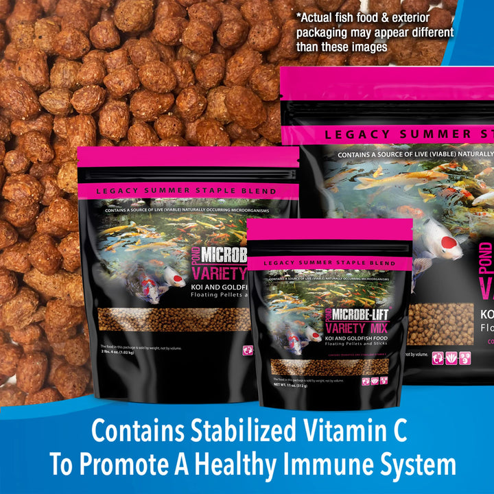 MICROBE-LIFT MLLVMMD Variety Mix Floating Fish Food Pellets and Sticks for Ponds, Water Gardens, and Fountains, for Live Goldfish and Koi, 2.25 Pounds