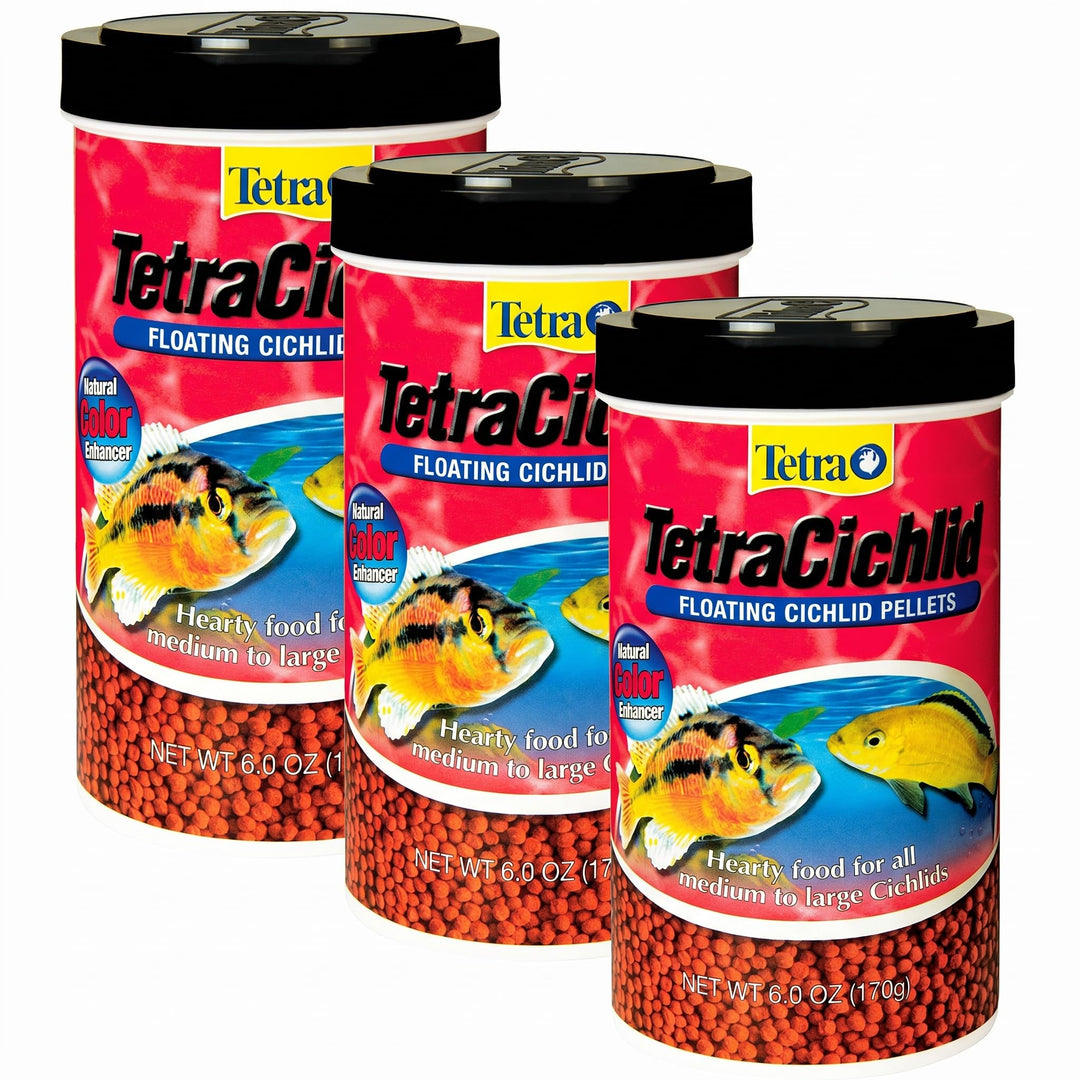 Tetra TetraCichlid Fish Floating Cichlid Pellets 6 Ounces, Nutritionally Balanced Diet (77063) (Pack of 3)