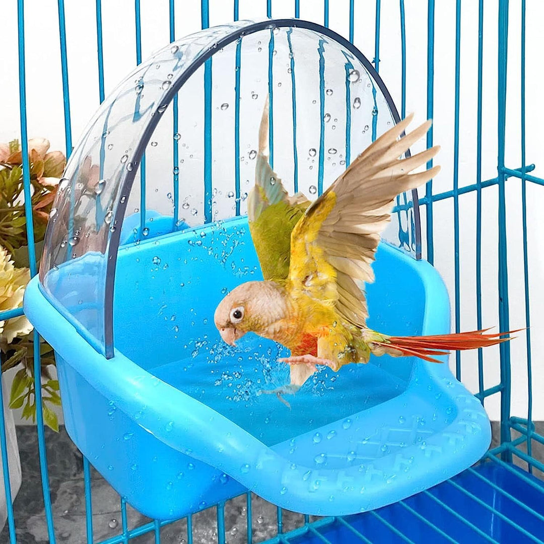 Nobgum Bird Bath Box Hanging Birdbath Toy Parakeet Caged Bathing Tubs