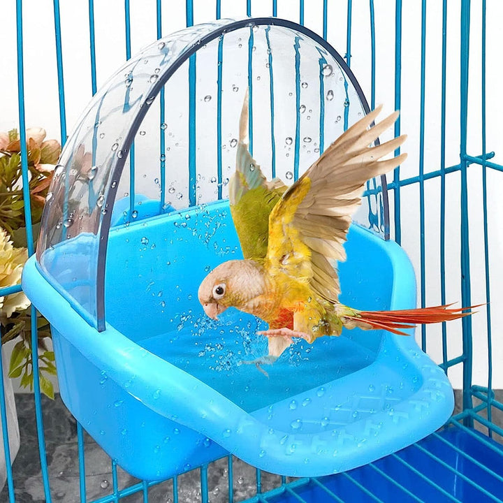 Nobgum Bird Bath Box Hanging Birdbath Toy Parakeet Caged Bathing Tubs